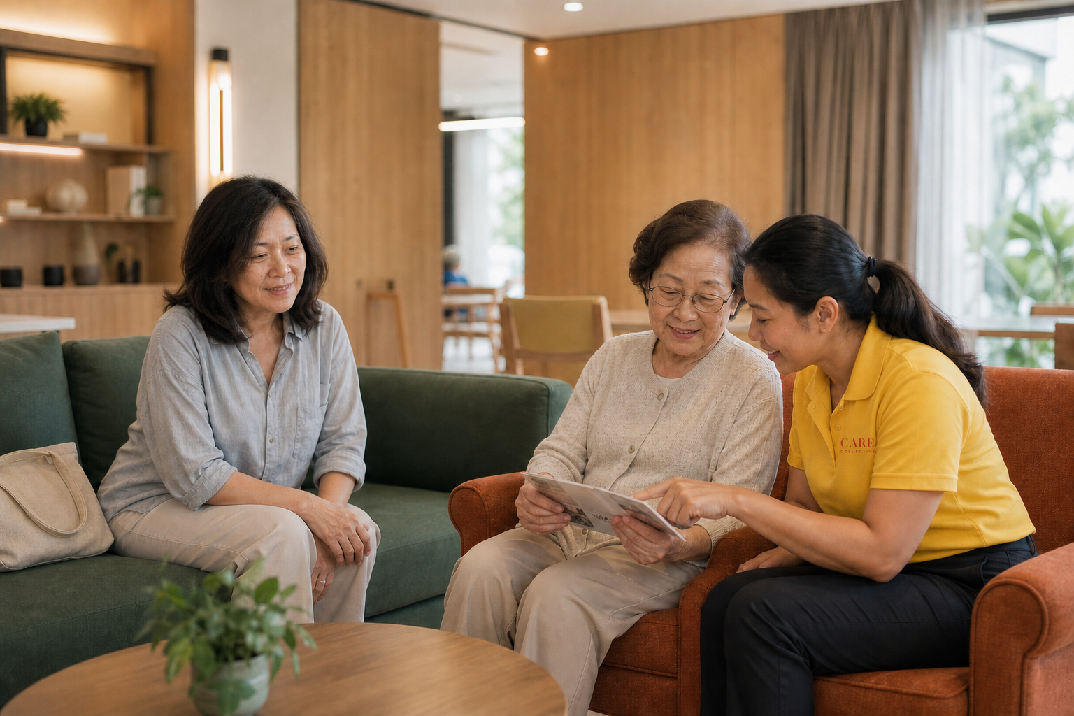 A family handover with a Memory Care caregiver