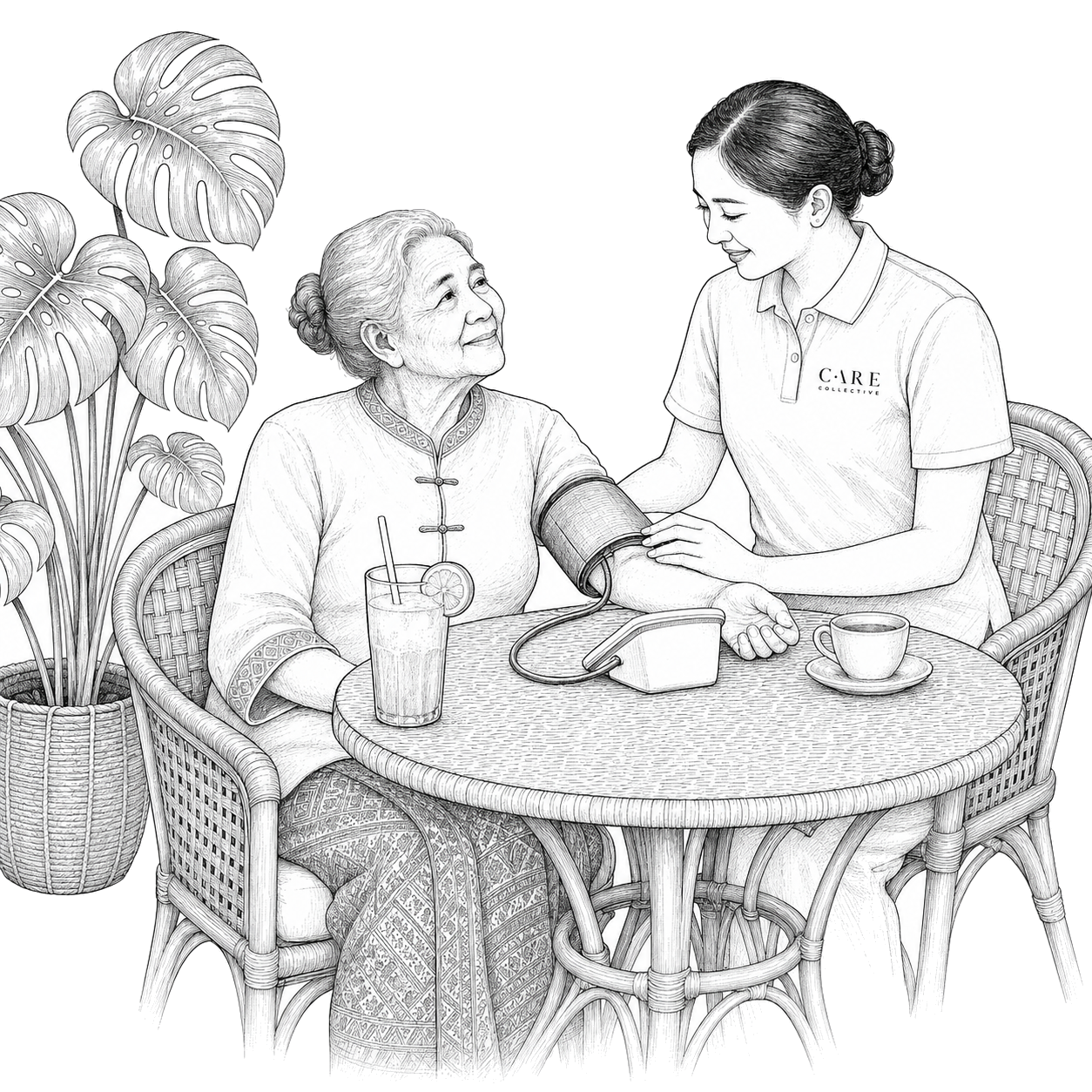 A nurse taking a quick wellness check for a Clubhouse member