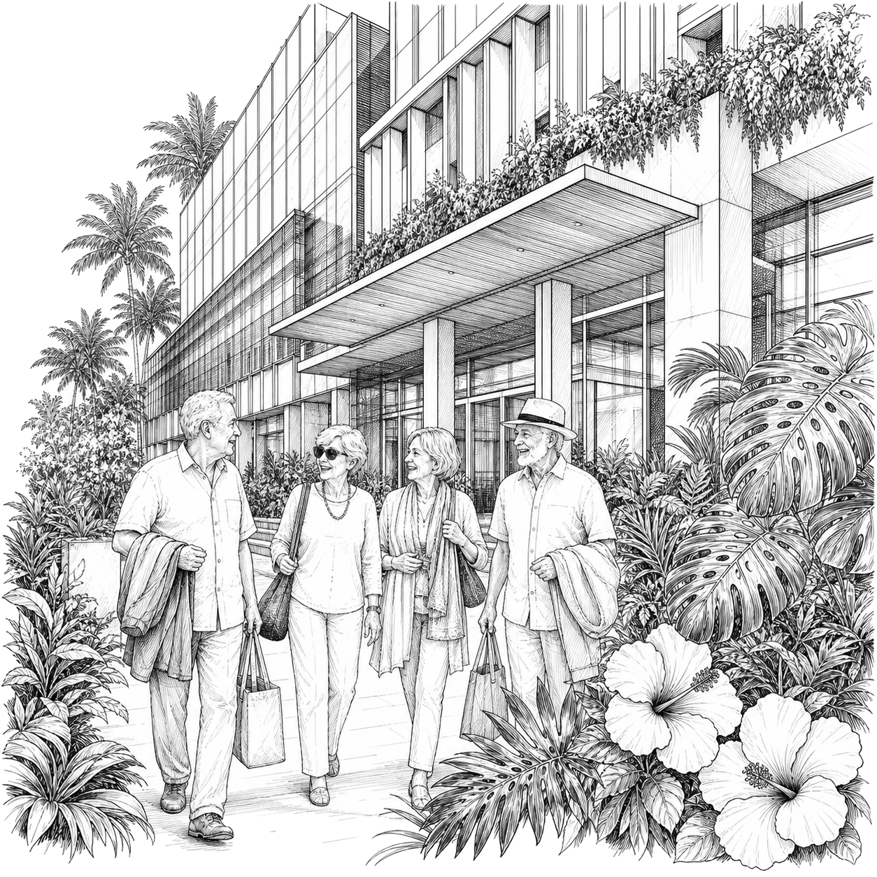 A Clubhouse member arriving at the building entrance for the day