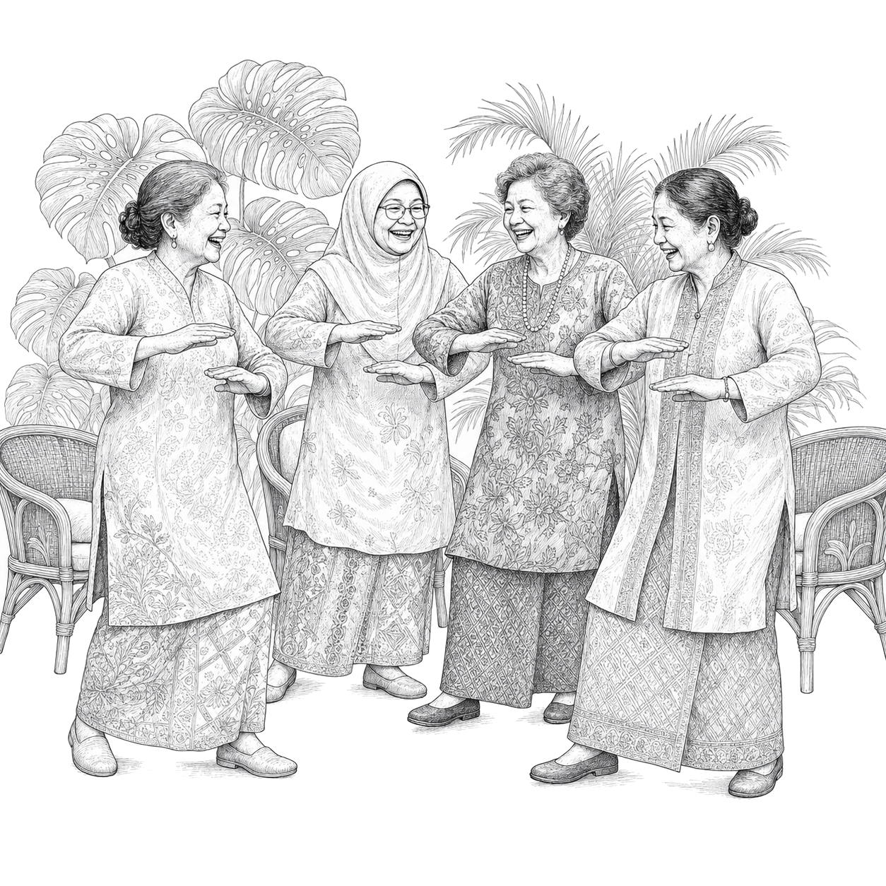 A lively group dance or line dancing class at the Clubhouse