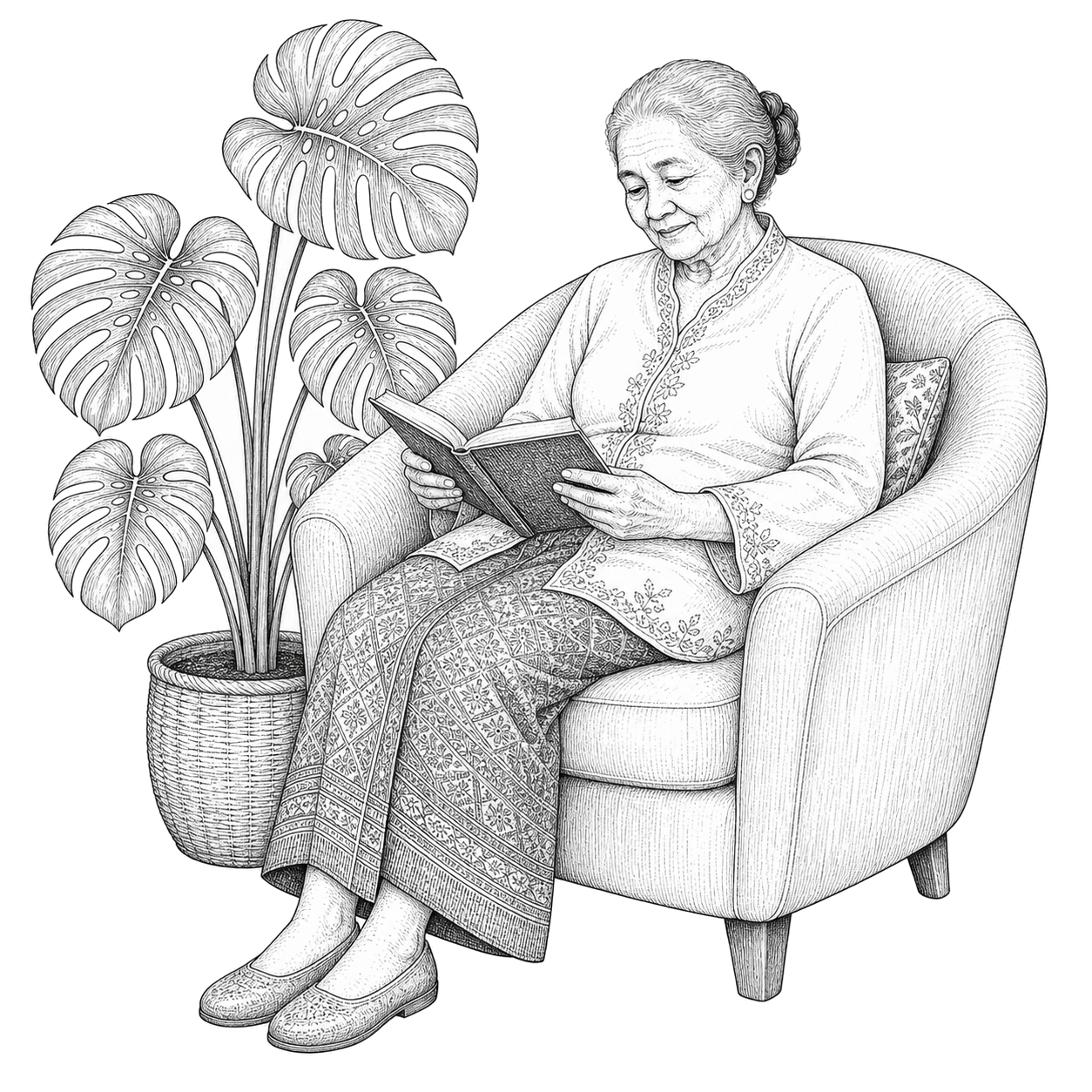 A nurse checking in with a resident over morning tea